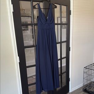 Lulu's Blue Maxi Sundress with Plunge Neckline
